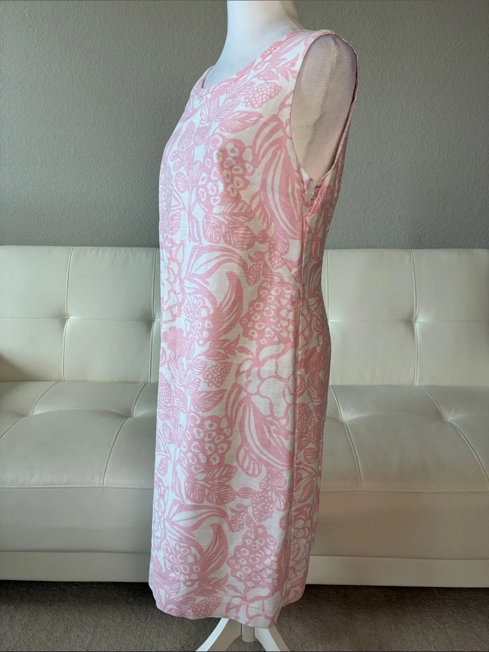 Talbots Pink and White Floral Sleeveless Midi Dress - Picture 4 of 10